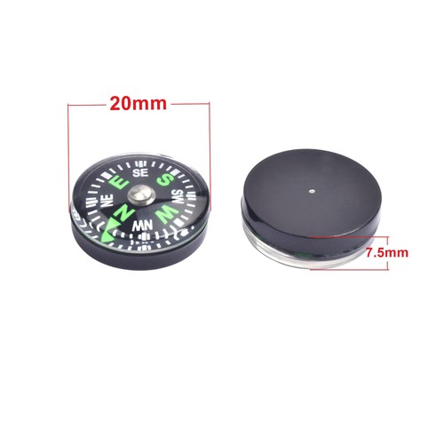 20 Pack Button Compass Mini Pocket Oil Filled for Kids 20mm, Black - 第 3/5 張圖片