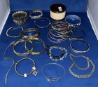 Costume Jewelry Bracelets Lot Of 32 Vintage To Recent Silver Tones Gold Tones