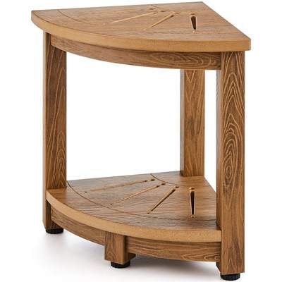 Corner Shower Bench 16.5''H × 12.8''R Polystyrene Inside Shower Seat for Bathroom