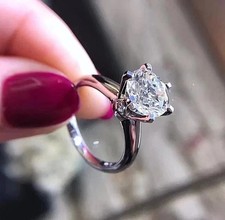 3 Ctw Round Cut VVS1 Moissanite Engagement Wedding Ring 14K White Gold Plated