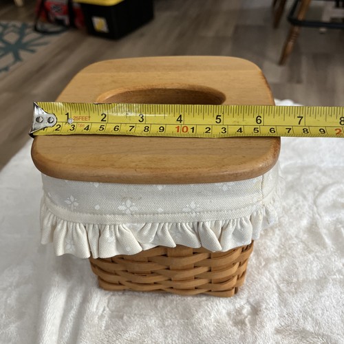 1996 Vintage Longaberger Kleenex Tissue basket w/ Wood Lid, Liner,& Protector. - Picture 5 of 8
