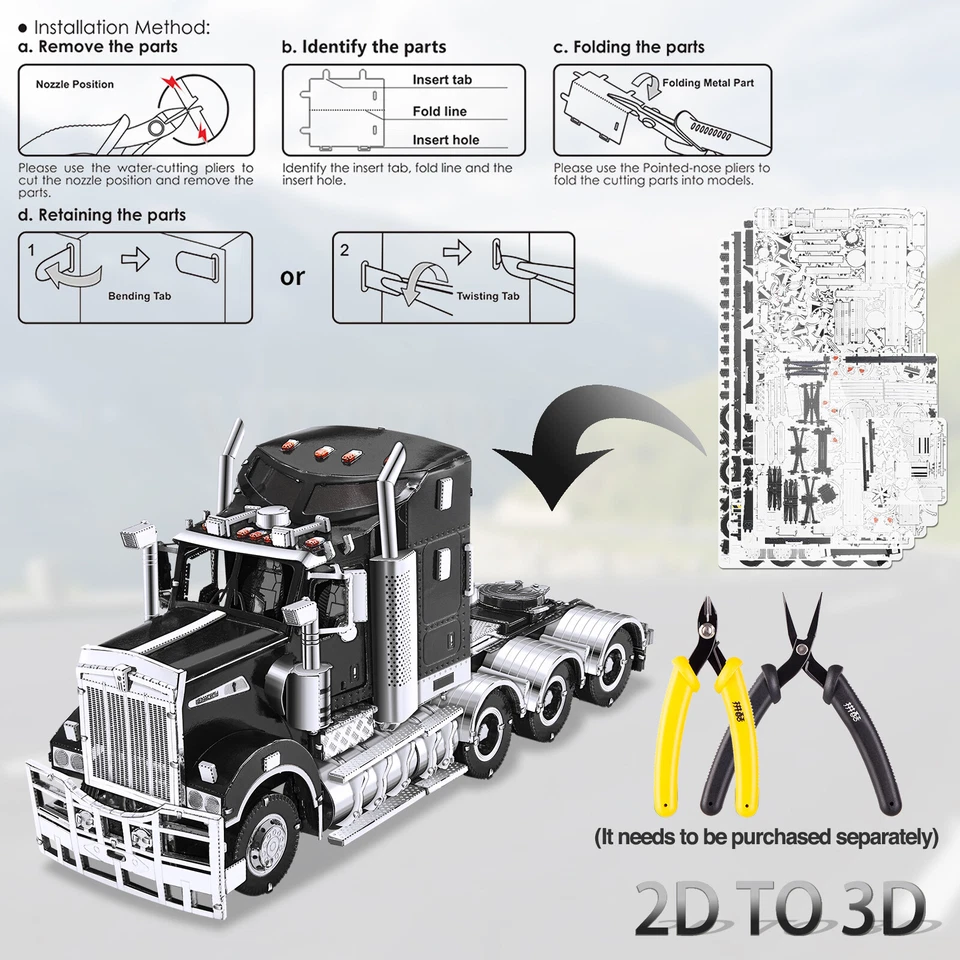 Piececool 3d Modellbausätze Lastwagen T909 Metallpuzzle Halloween Geschenke - Bild 3 von 4