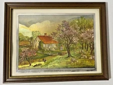 "Four Seasons" Currier Leaves 4 Color Etched Foil Art Print FRAMED & MATTED Art