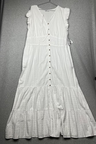 Sonoma Womens Tiered Maxi Dress Size XXL White Casual Simple Beachy Bohemian