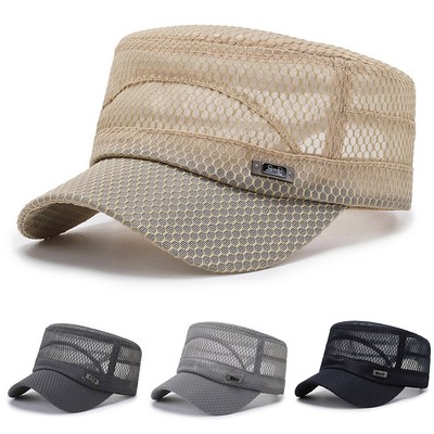 Mens Mesh Atmungsaktive Baseball Sport Flat Cap Sonnenschutz Trucker Sommer Hut