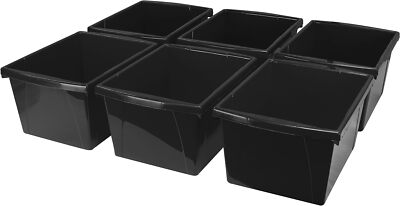 Storex 4 Gallon Storage Bin   Plastic Classroom Organizer for Books and Black 
