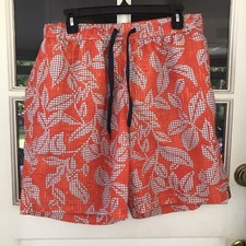 Tommy Bahama Relax Swim Trunks Orange Floral Mesh Drawstring resort Size Large