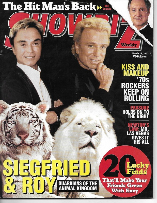 Las Vegas Showbiz Weekly Magazine 2003 Siegfried Roy KISS Band Palms Concert Ad