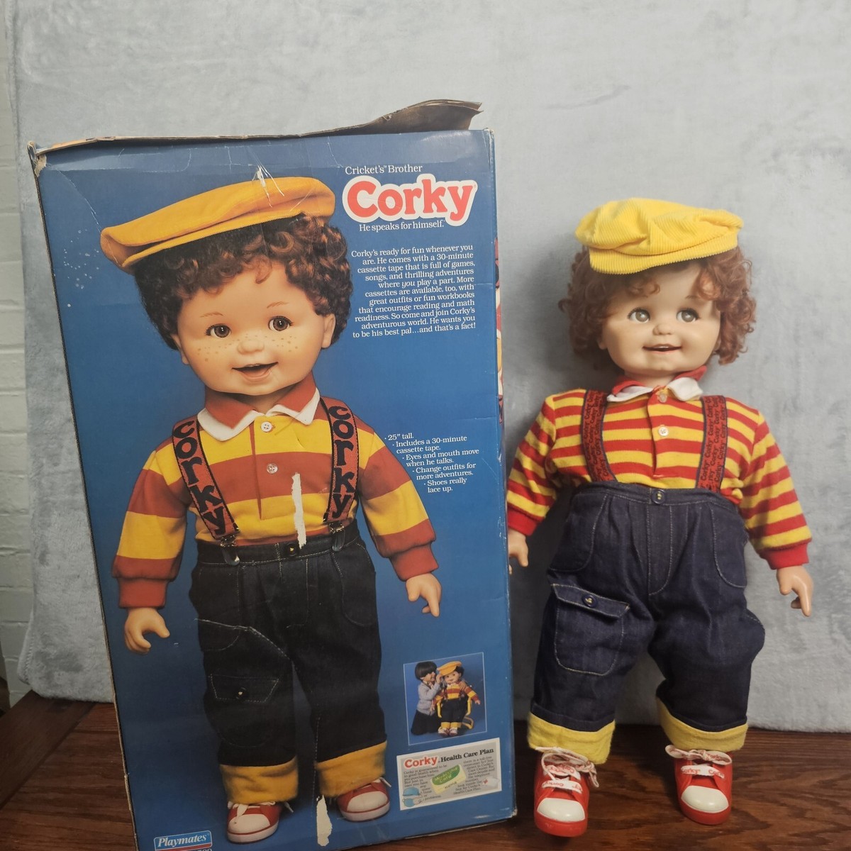 Vtg Corky Doll By Playmates Clothes Hat Shoes Cassette Box 1986