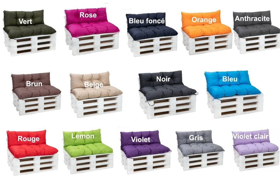 Set coussin palette exterieur confortables coussin de canapé palette mobilier - Photo 1/4