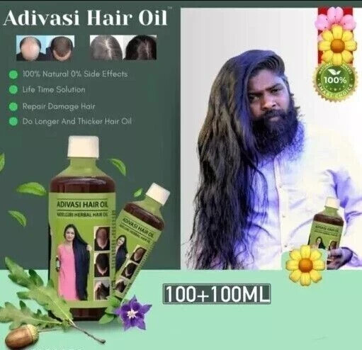 Huile Capillaire Ayurvédique Adivasi Bhringraj 100ml - Naturelle, Pour Croissance Et Soin - Date 04/2027