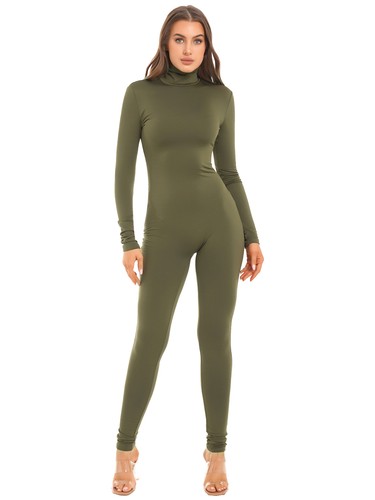 Womens Gym Yoga Jumpsuit Long Sleeves Stretchy Bodysuit Fitness Workout Unitard - Picture 66 of 95