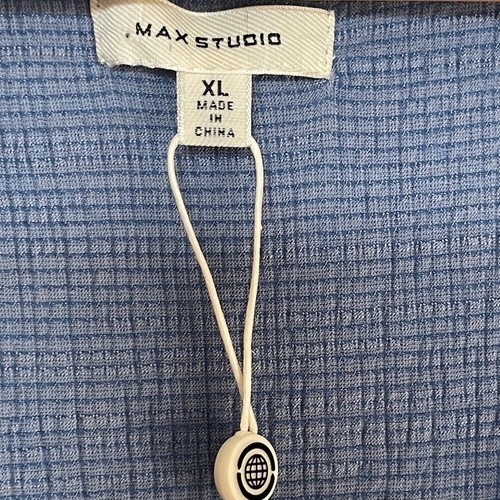 Max Studio Cap Sleeve Side Ruched Blouse Blue NWT XL - Picture 2 of 3
