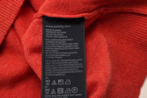 Tommy Hilfiger Suéter De Lino Y Algodón Para Hombre XL Con Cuello En V Logo Rojo - Imagen 6 de 7