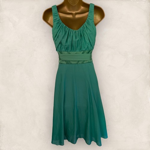 Vestido de Ocasión Monzón Para Mujer Verde Algodón Seda Corbata Sin Mangas Ajuste y Acampanado Reino Unido 8 - Imagen 2 de 4