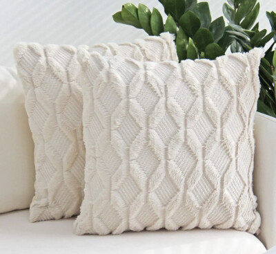 light Ivory Decorative Throw Pillow Covers 18x18 Inch for Couch