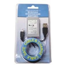 1800mAh Battery Pack USB Charger Cable for Sony PS3 Gamepad Controller Wireless