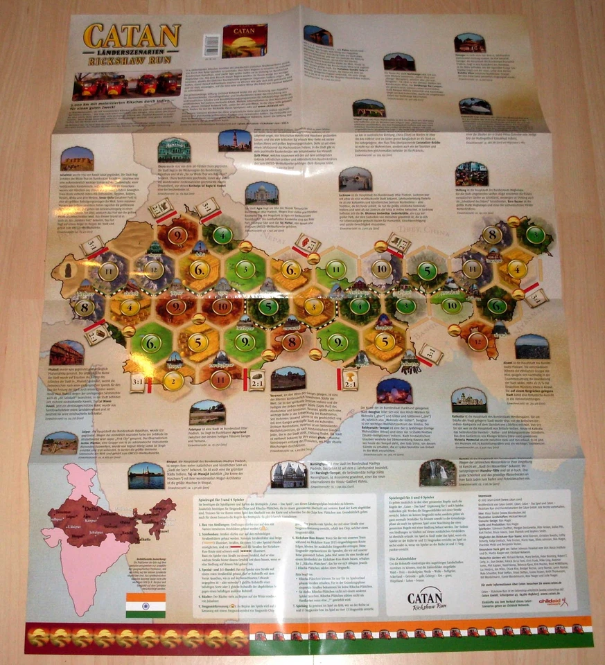 Siedler von Catan Indien - Rickshaw Run - Szenario Spielplan Plan Landkarte Neu