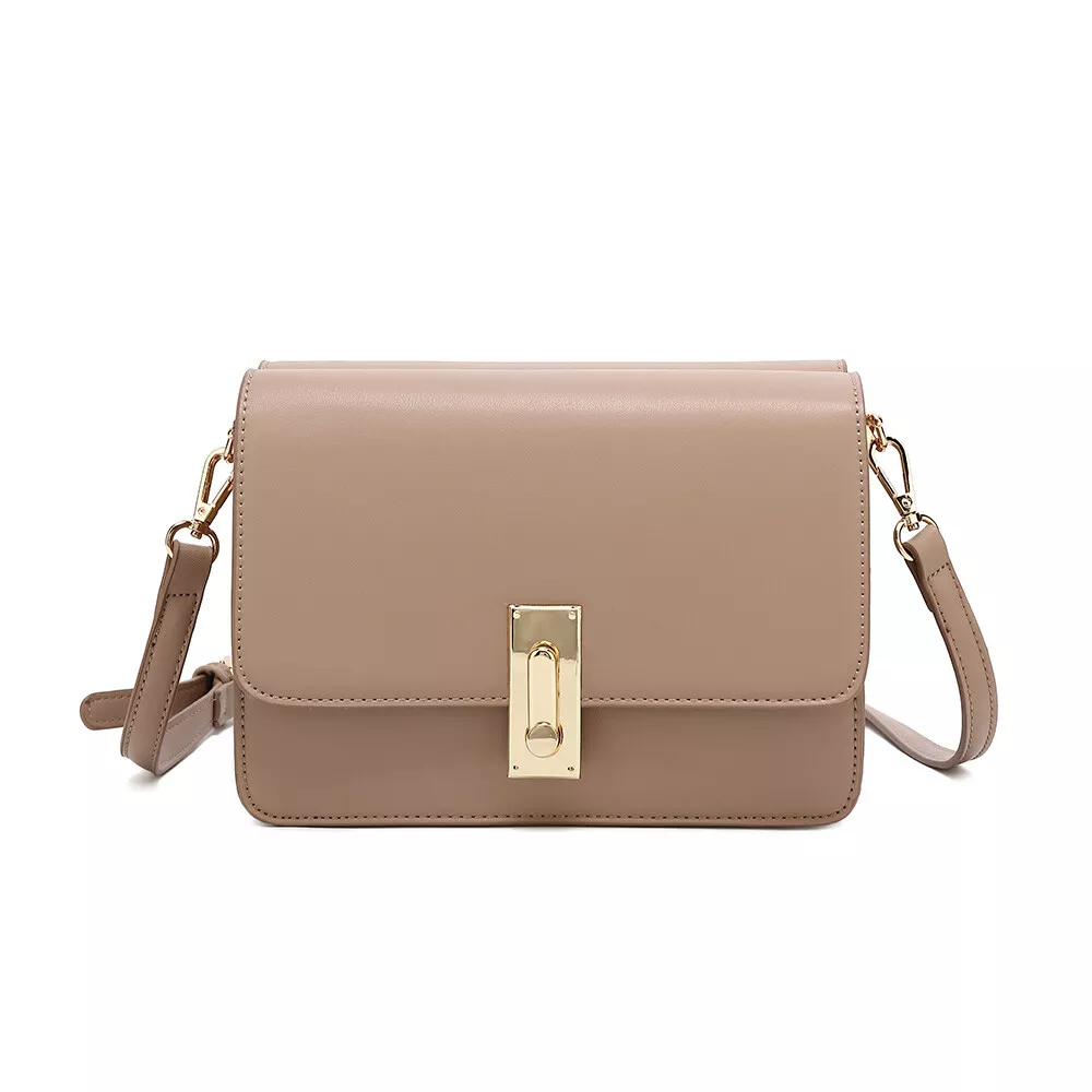 Ladies Elegant Classic Small Square Crossbody Bag Shoulder Strap 2 Pocket Clutch