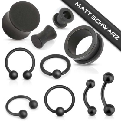 Tunnel Plug Piercing Noir Matt - Acier Chirurgical Pour Lèvres, Tragus, Helix | Z438