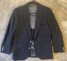 Stafford Wool Blazer Sport Coat Jacket Gold Buttons Men's 40R Navy Blue