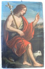 San GIOVANNI BATTISTA antico OLIO su TELA cm 78x49 tra SEICENTO e SETTECENTO