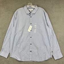 NWT Mens CALVIN KLEIN Blue Striped Reg Fit XL Dress shirt