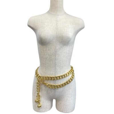 CHANEL Chain Belt Large Ball Logo Coco Mark GP Gold Women's