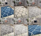Thick Super Soft Shaggy Rugs 5cm Pile Modern Trellis Design Small Large Size Rug