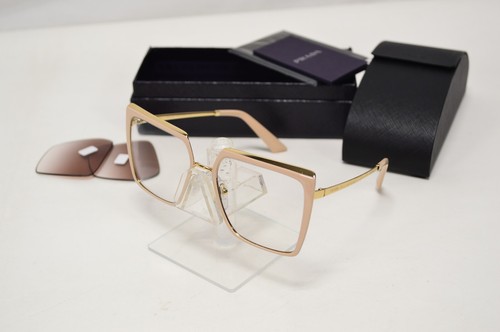 NEW Prada PR58W Ivory Square Cinema Eyeglasses with Sun Lens 03R-1L0 57/18/140 - Picture 1 of 9