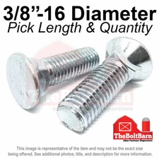 3/8"-16 #3 Flat Round Head Grade 5 Plow Bolts Zinc COARSE (Pick Length & Qty)