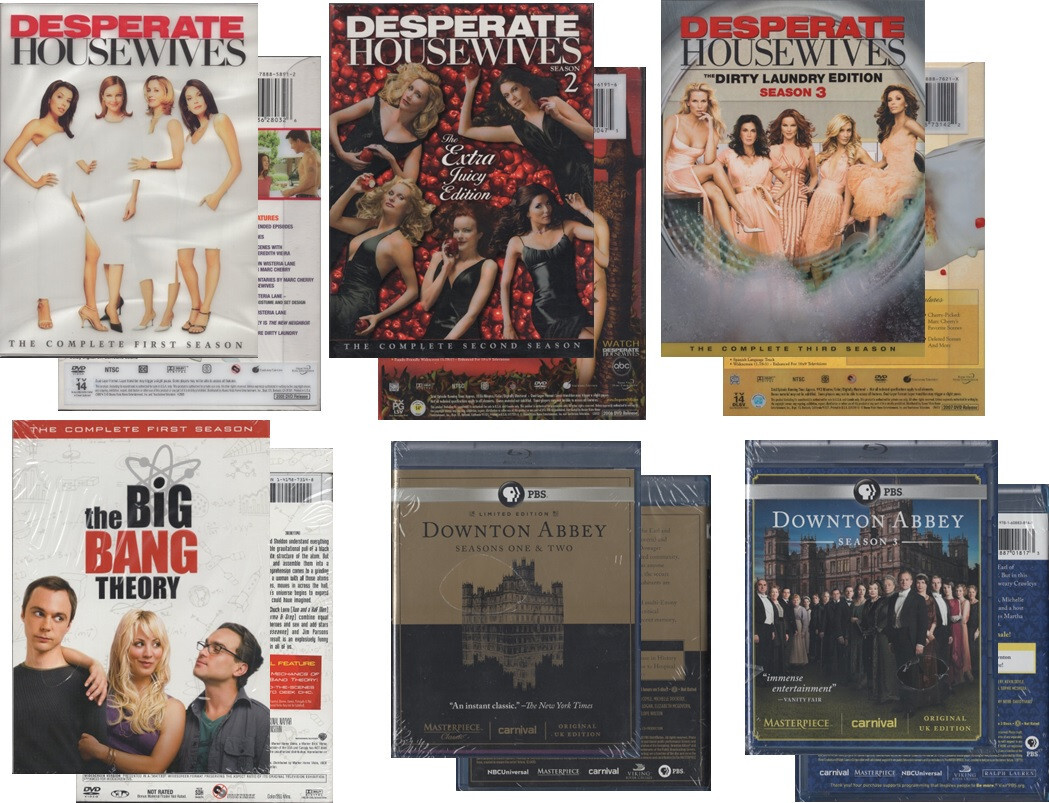 Desperate Housewives Big Bang Theory Downton Abbey Seasons 1-3 DVD Blu-ray Bundle