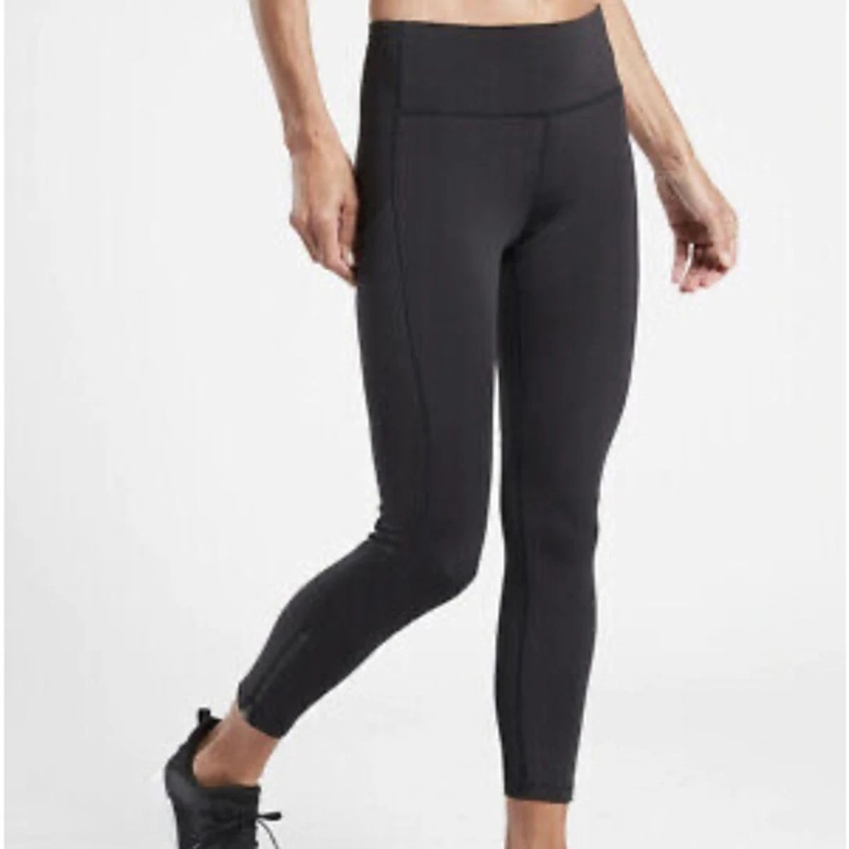 Athleta Black Ultimate Run 7/8 Tight Mesh Ankle Zip Leggings