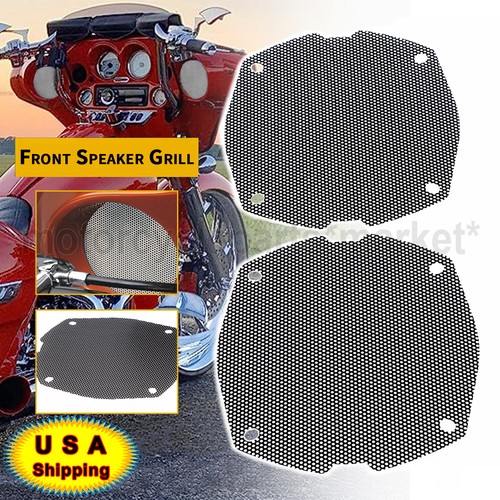 Black Mesh Speaker Grill Covers For Harley Touring Batwing Fairing