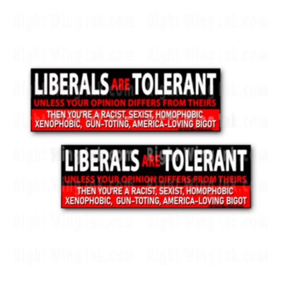 Liberals are Tolerant Unless Funny Stickers Anti Joe Biden Decals 2 PK 9'' wide