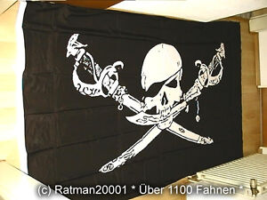2-150 x 250 cm Fahnen Flagge Pirat Totenkopf Sebel