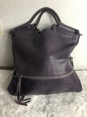 Foley Corinna Leather Purple Convertible Large Mid City Fold Over Bag 
