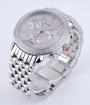 MICHELE SIDNEY DIAMOND CHRONOGRAPH MOP DIAMOND DIAL WATCH MWW30A000001 NEW MICHELE Sidney Stainless Steel Diamond Dial Women main image 4