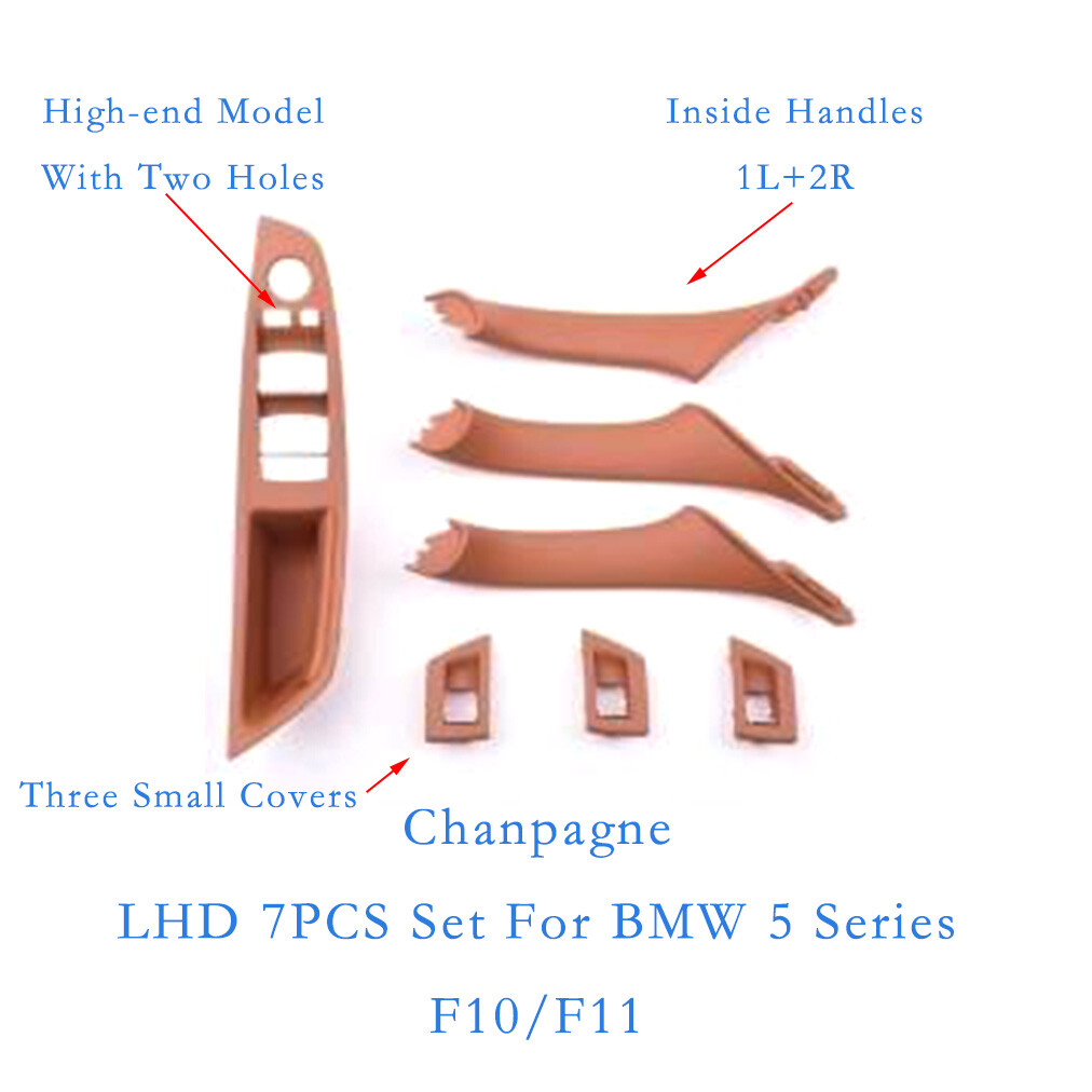 7PCS Champagne Inner Pull Handles for BMW 5 Series F10/11 10-17 LHD Window Frame