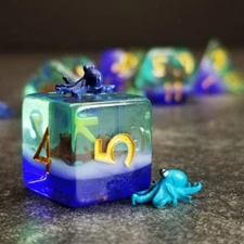 Sage's Baby Octopus Familiar Resin Polyhedral Dice Set | DnD TTRPG