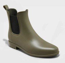 Women's Chelsea Rain Boots Green - A New Day - SIZE 6