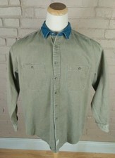 Vintage 90s American Eagle Denim Jean Work Shirt L Outdoor Woodsmen Fishing