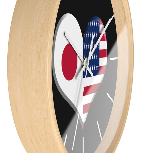 Japanese American Flag Heart Wall Clock Japan Pride American Pride Cultural Flag - Picture 3 of 10