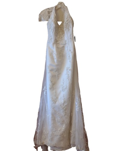 Alfred Angelo Halter Style Beaded White Satin Wedding Gown sz 12 | eBay Alfred Angelo Halter Style Beaded White Satin Wedding Gown sz 12 | eBay