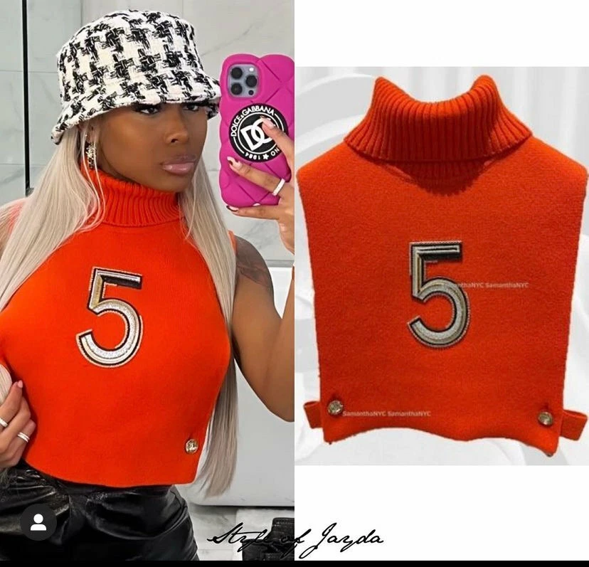 orange turtleneck sleeveless
