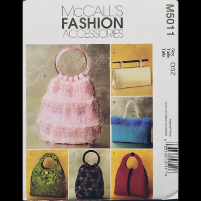 McCall's Fashion Accessories Pattern #M5011 6 Assorted Handbags UNCUT