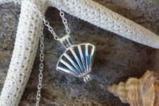 Handmade in Hawaii, Seashell Necklace Hawaii Wish Locket Blue Sea Glass