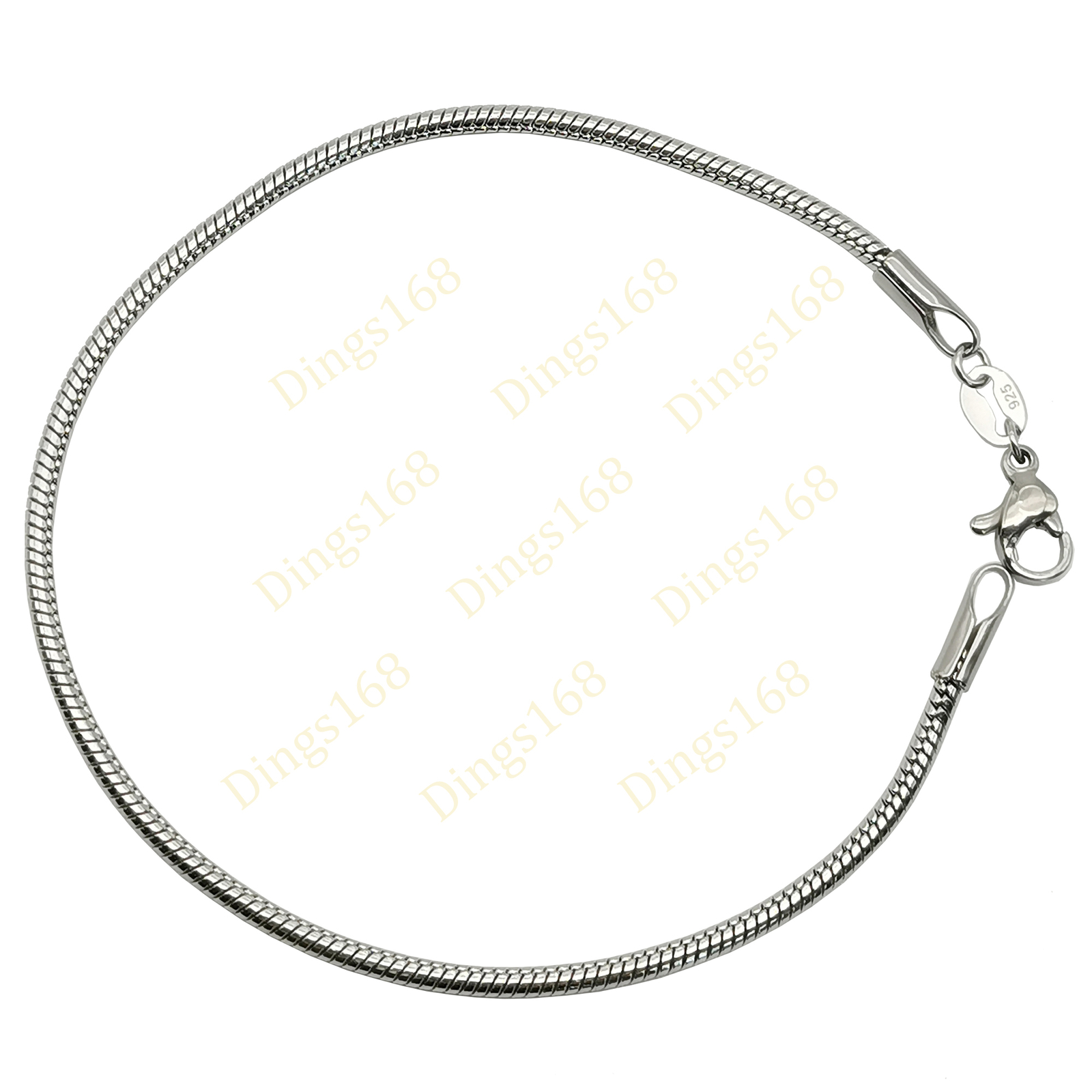 Designer Inspired Genuine 925 Sterling Silver 6 inch 2mm Snake Chain Bracelet