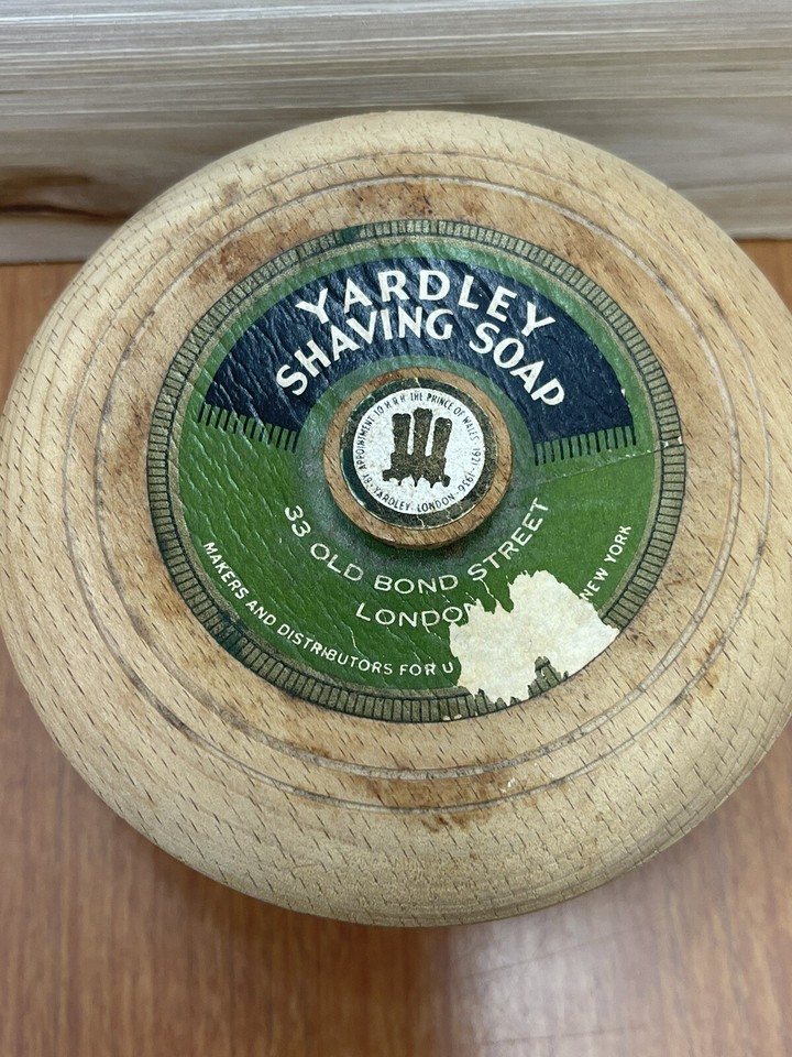 Yardley Shaving Soap Early Wooden Bowl New York Hair Tonic Original