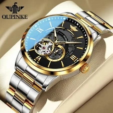 Automatic Mechanical Waterproof Watch Men's Skeleton Stainless Steel Men Strap